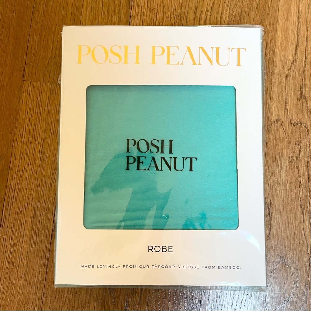 NIB Posh Peanut Teal Robe Large 8-10 Maternity Postpartum Mommy Bamboo Viscose
